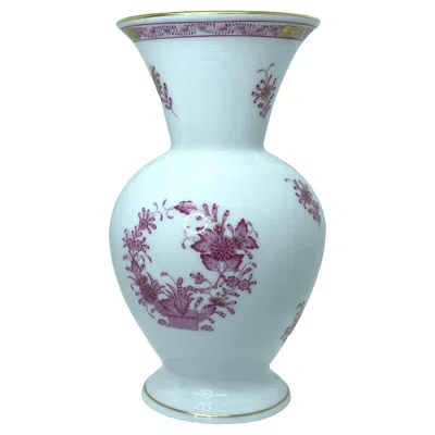 Pre-owned Herend Flower Vase Hand Painted Hungarian Porcelain, Modern In Blue