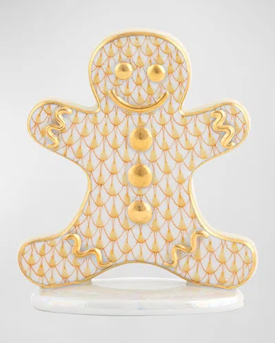 Herend Gingerbread Man Figurine In Gold