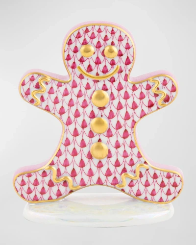 Herend Gingerbread Man Figurine In Raspberry