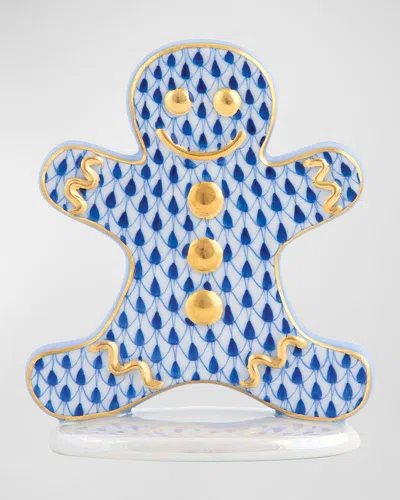 Herend Gingerbread Man Figurine In Blue