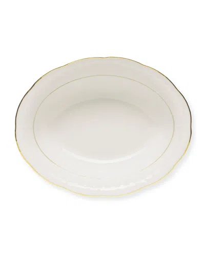 Herend Golden Edge Open Vegetable Dish In White