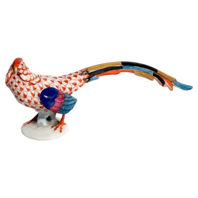 Pre-owned Herend Hand Painted Porcelain Pheasant Sculpture From  1970s In Sand