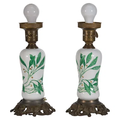 Pre-owned Herend Hand-painted Art Deco Porcelain Table Lamps, Hungary, 1930s In Transparent