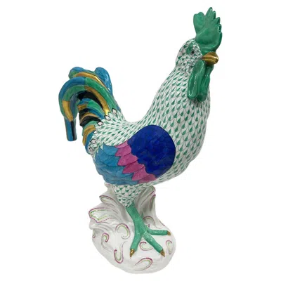 Pre-owned Herend Hungary Porcelain Animal Figure Of A Large Rooster, 1960s In Gray