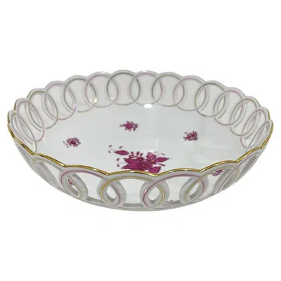 Pre-owned Herend Hungary Porcelain "apponyi Pink" Bowl, 1980s In Gray