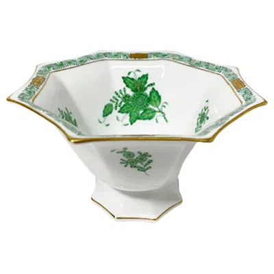 Pre-owned Herend Hungary Porcelain "chinese Bouquet Apponyi Green" Small Bowl In Gray