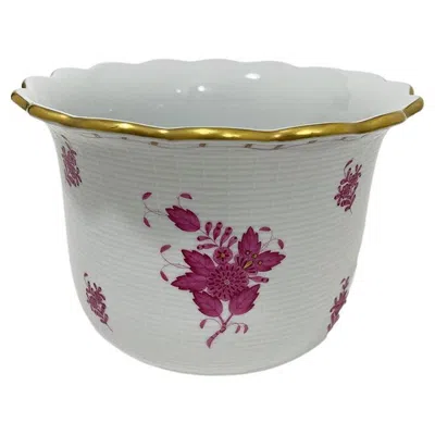 Pre-owned Herend Hungary Porcelain "chinese Bouquet Apponyi Purple" Cachepot