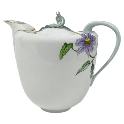 Pre-owned Herend Hungary Porcelain First Edition Coffeepot "quatuor Floral" Pattern, 1998 In Gray