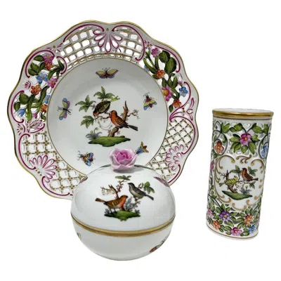 Pre-owned Herend Hungary Porcelain Rothschild Set, 1960-1980 In Gray