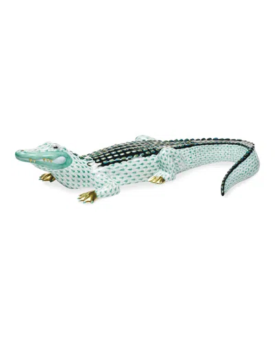 Herend Large Alligator In Green
