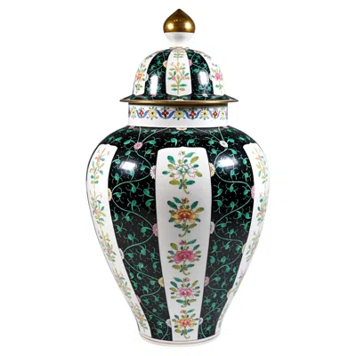 Pre-owned Herend Large Porcelain Urn Vase With Siang Noir Decoration, By  Hungary, Mid-20th In Black