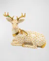 Herend Lying Christmas Deer Figurine In Gold