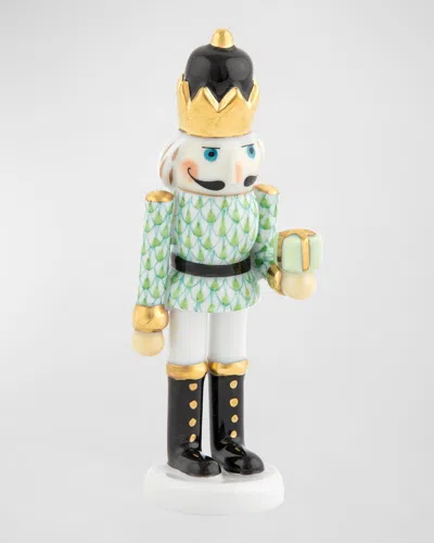 Herend Nutcracker With Gift Figurine In Green