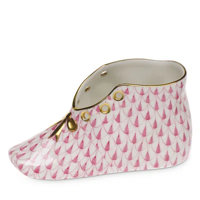 Herend Porcelain Baby Shoe In Pink