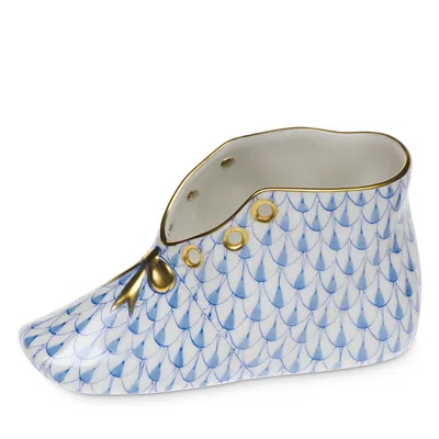 Herend Porcelain Baby Shoe In Blue
