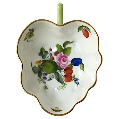 Pre-owned Herend Porcelain Bowl Fruits Flowers In Gray