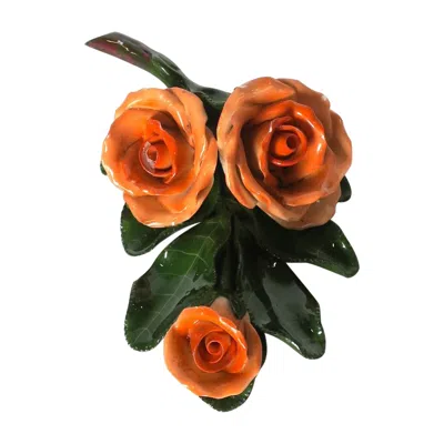 Pre-owned Herend Porcelain Decorative Object, Roses, Hand-painted In Brown