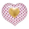 Herend Porcelain Heart Of Gold In Raspberry