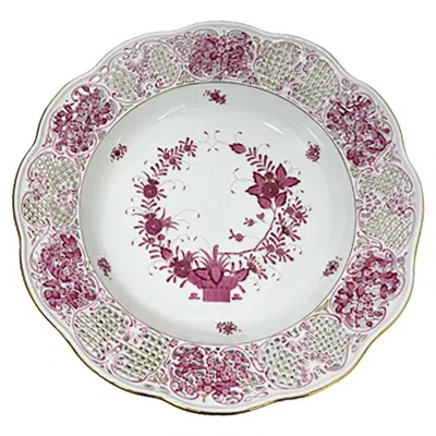 Pre-owned Herend Porcelain "indian Basket Purple" Extreme Large Wall Plate, "20 Inch"
