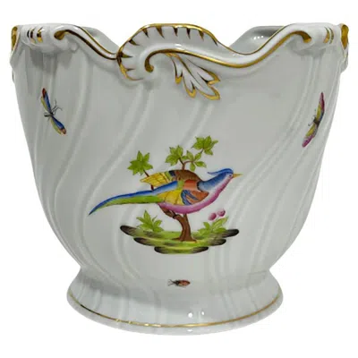 Pre-owned Herend Porcelain Pheasant Pattern Cachepot In Gray