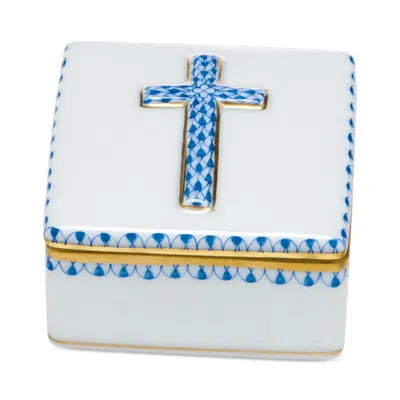 Herend Porcelain Prayer Box In Blue