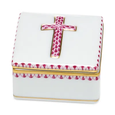 Herend Porcelain Prayer Box In Pink