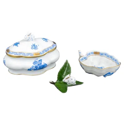 Pre-owned Herend Porcelain Tableware Set, Ceramic, Chinese Bouquet Blue, Hungary In Gray