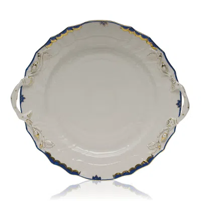 Herend Princess Victoria Blue Chop Plate With Handles In Multi