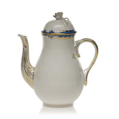 Herend Princess Victoria Blue Coffee Pot With Rose In Brown