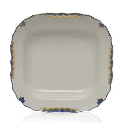 Herend Princess Victoria Blue Square Fruit Dish In Gray