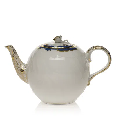 Herend Princess Victoria Blue Tea Pot With Rose In Brown