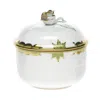 Herend Princess Victoria Green Covered Sugar Dish With Rose In Green