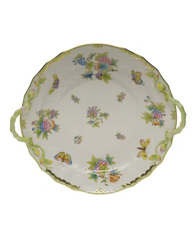 Herend Queen Victoria Chop Plate With Handles In Green