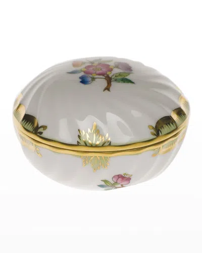 Herend Queen Victoria Green Ring Box In White