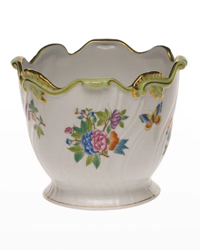 Herend Queen Victoria Ribbed Cache Pot In Multi