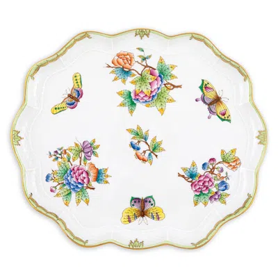 Herend Queen Victoria Scallop Tray In Multi