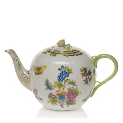 Herend Queen Victoria Tea Pot With Rose In Multi
