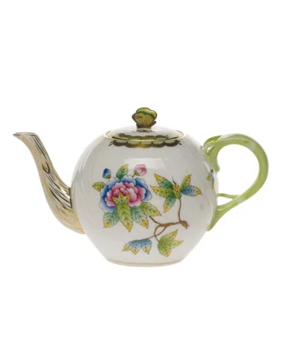 Herend Queen Victoria Teapot With Butterfly Finial In Green
