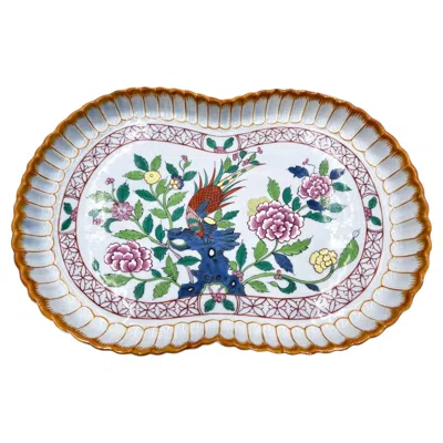 Pre-owned Herend Rare  Hungary Hand-painted Porcelain Footed Vine Dish - Pheasant & Floral In Gray