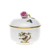 Herend Rothschild Bird Covered Sugar Dish With Rose In Motif