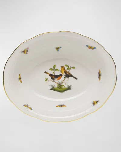 Herend Rothschild Bird Open Vegetable Dish In White