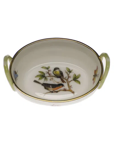 Herend Rothschild Bird Small Basket With Handles In Neutral