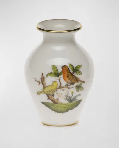 Herend Rothschild Bird Small Bud Vase With Lip In White