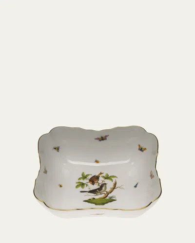 Herend Rothschild Bird Square Salad Bowl In White