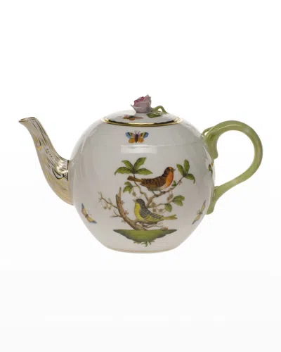 Herend Rothschild Bird Tea Pot With Bird In White