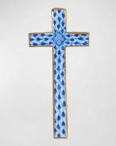 Herend Small Cross In Blue