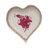 Herend Small Porcelain Heart Tray In Raspberry