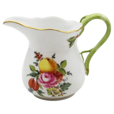 Pre-owned Herend Vintage  Printemps Pattern Porcelain Cream Jug In White