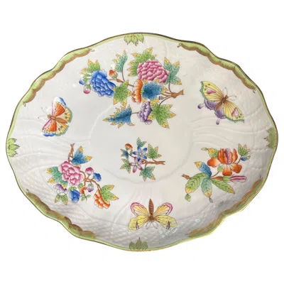 Pre-owned Herend Vintage Queen Victoria Hand Painted Serving Plate By  In Sand