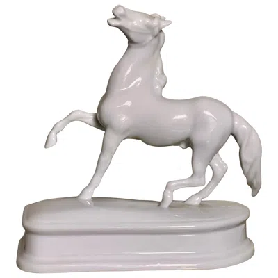 Pre-owned Herend White Porcelain Horse Figurine Sculpture